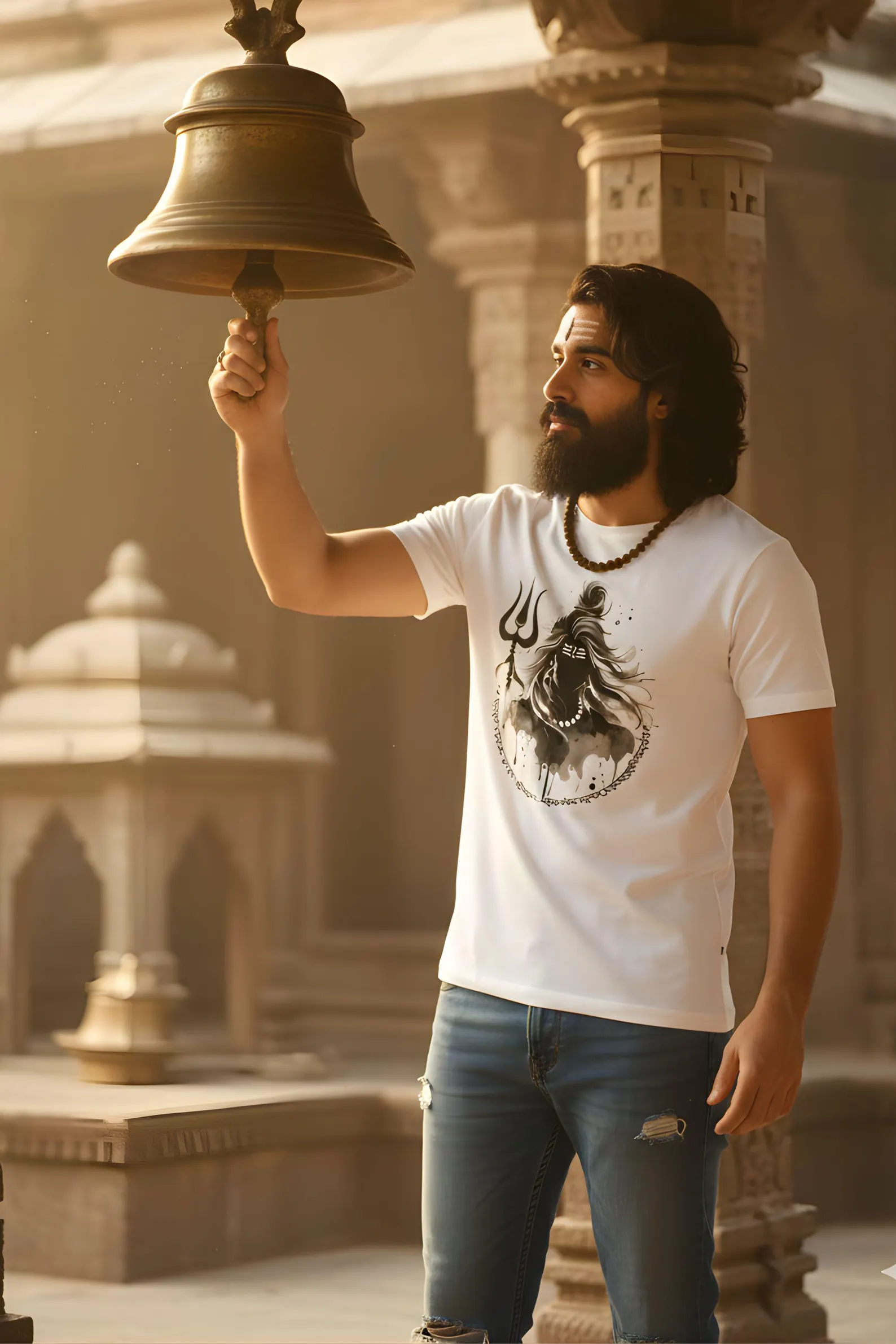 Minimal Shiva Trishul T-Shirt | Ink Style Mahadev Graphic Tee (DTF Print)